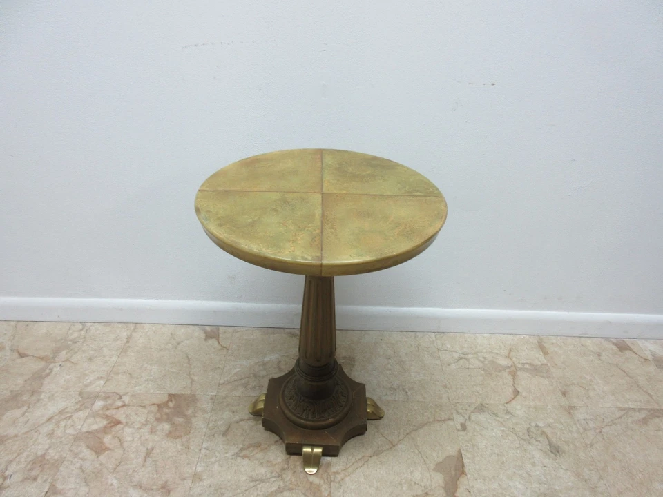 Винтажный латунный мрамор с искусственной краской французского регентства резной пьедестал лампа конец стола A - Изображение 4 из 4