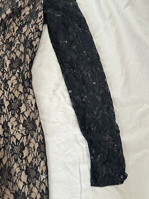 Forever 21 Black Lace Long Sleeve One Shoulder Fitted Mini Dress Size Small  | eBay