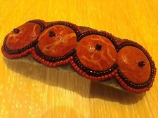 Haarspange mit roter Schaumkoralle &  Glasper...