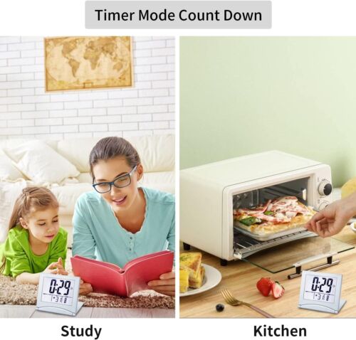 Digital Travel Alarm Clock Foldable LCD Snooze Large Display Battery Operated - Picture 14 of 22