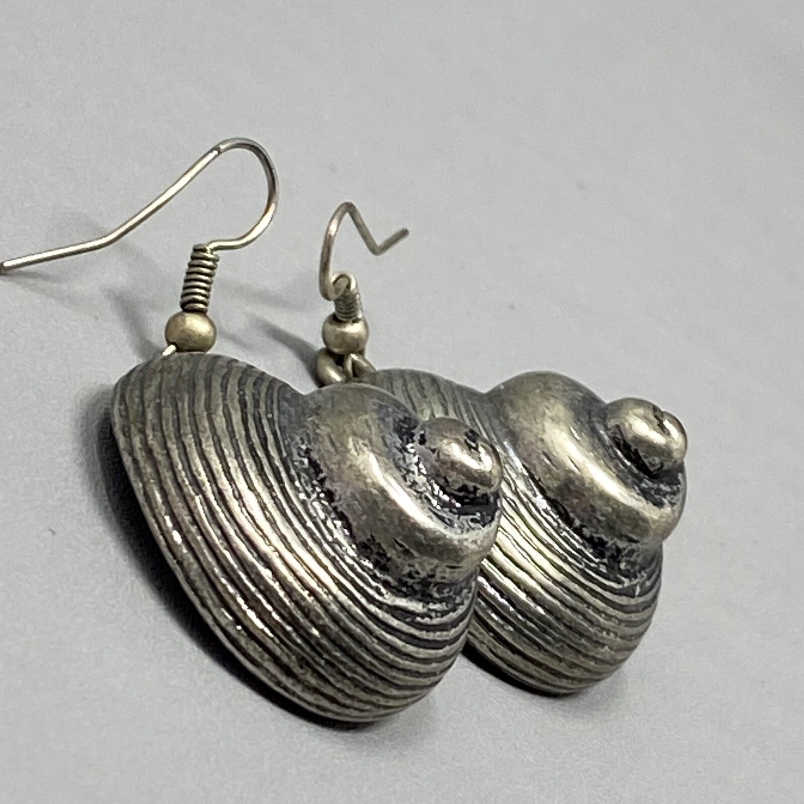 Dangle Drop Earrings Shell Shaped Dome Dimensiona… - image 6