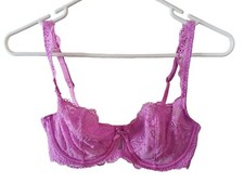 Victoria's Secret Bra 32D Pink Body by Unlined Demi Underwire Sheer Lace