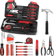 39-Piece Household Tool Set w/Toolbox Storage Case - All Purpose Small Hand Kit