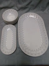 Vintage 1960s Rosenthal Germany Serving Set White Light blue Onion RARE MCM