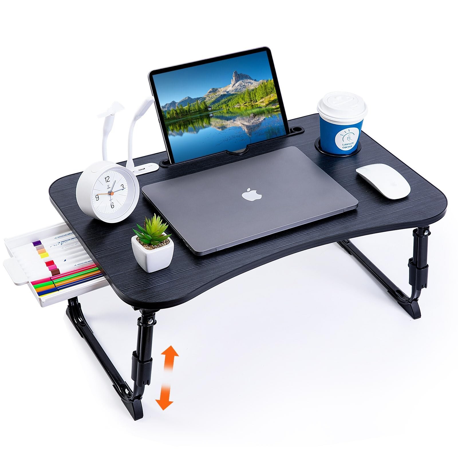 Laptop Desk for Bed, Height Adjustable Laptop Bed Table, Foldable Portable La...