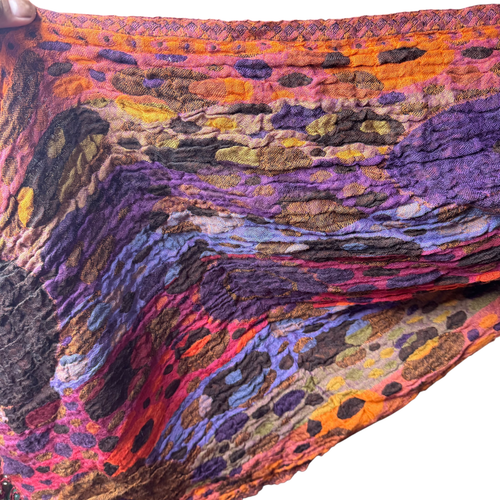 Tolani Wool Scarf Multicolour Boho Artsy Print Long Wrap Crinkle India - Bild 9 von 10