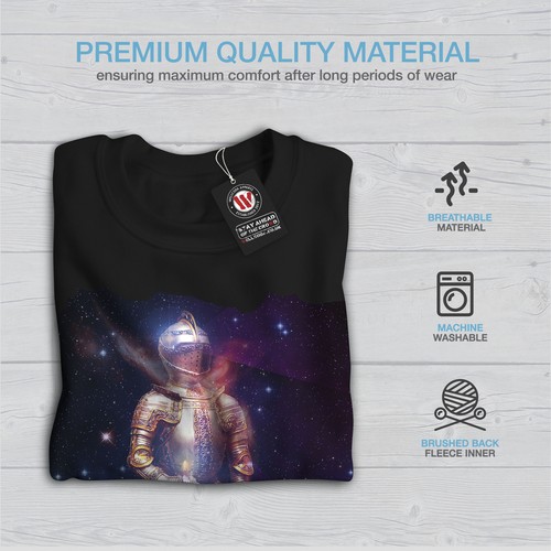 Wellcoda Knight Planet Space Cosmos Herren Sweatshirt - Bild 3 von 5