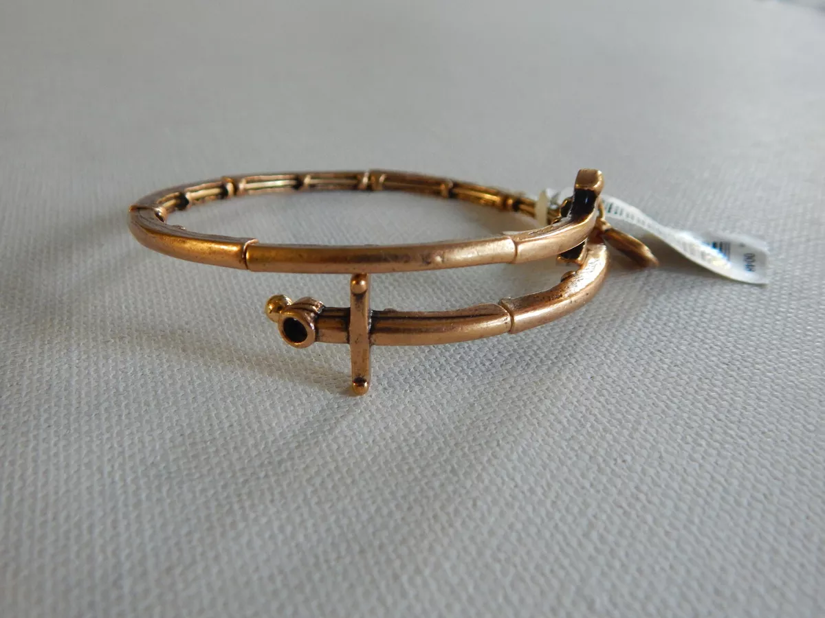 Gold Alex and Ani Anchor Bracelet NWT Sideways Wrap eBay