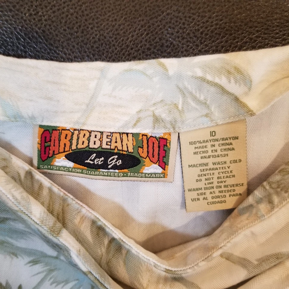 Caribbean Joe 裹身裙女式 10 码棕榈树粉色绿色夏威夷 — 第 4/4 张图片