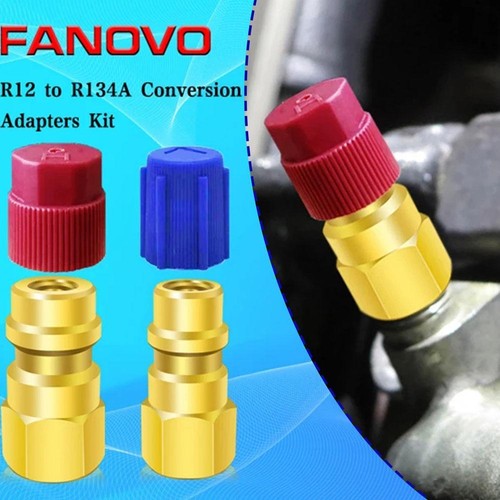 1Set R12 To R134a A/C Filling Valve Port Adapter Retrofit Kit with Couplers E5K4 - Picture 5 of 9