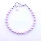 Feminine Pink Freshwater Pearl Clasp Bracelet, Classic 6mm Round Genuine Pearls