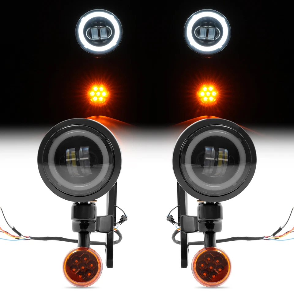 Soporte de luz antiniebla señal de giro LED para Harley Street Glide Road King 1994-en adelante Foto 3 de 4