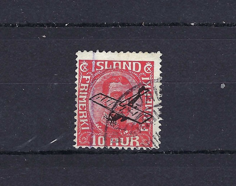 ICELAND 1928 #C1 Used King Christian X/Airplane Overprint/Air Mail