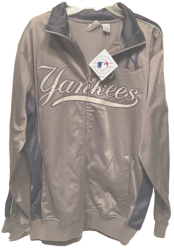 N.Y. Yankees Grayish Blue New Scripted MLB AL Full Zip Track Jacket L Tall Tag