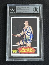 “COWBOY” BOB ORTON 1985 O-PEE-CHEE WWF SIGNED AUTOGRAPHED CARD BAS AUTHENTIC