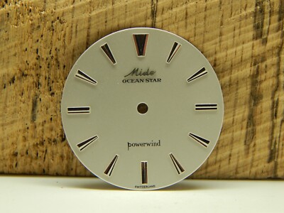 Mido Vintage Watch Dial 28.24mm Pearl Ocean Star Powerwind Silver Arrow Markers