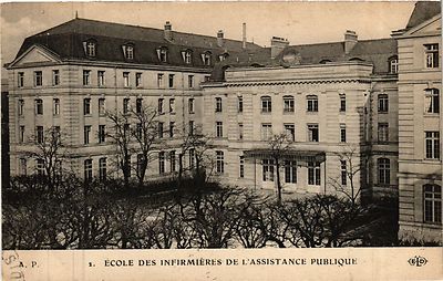 Ancienne Carte Postale Lyon – École D'Infirmières Face à L'hôpital Edouard-Herriot