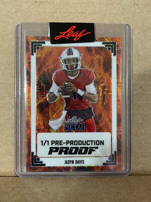 Jadyn Davis 2024 Leaf Football 1/1 Pre Production Proof