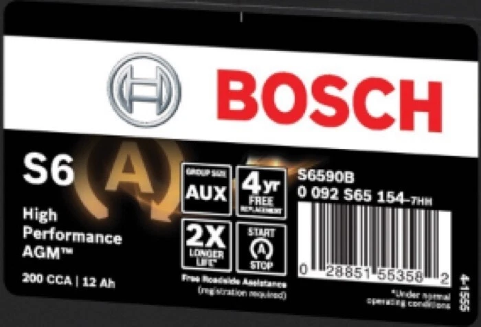 Batería Auxiliar S6 AGM Alto Rendimiento BOSCH CCA 200 Arranque/Parada Foto 3 de 4