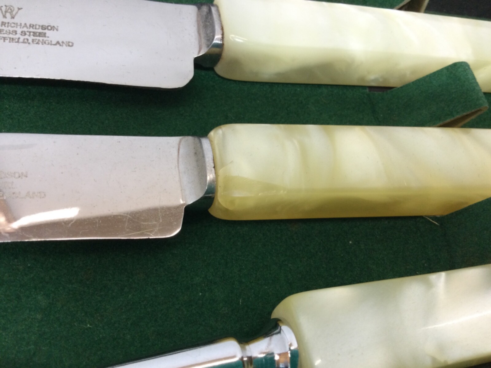 Regent Sheffield England Westall Richardson Bakelite? Handle 3Pc Knife Set Vtg