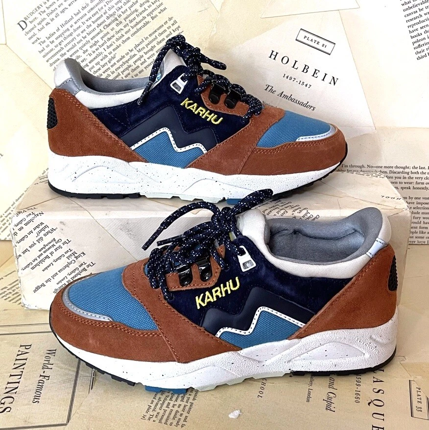 Karhu Sneaker Aria Brown Blue Black Suede Cushioned Mens 2 Women s