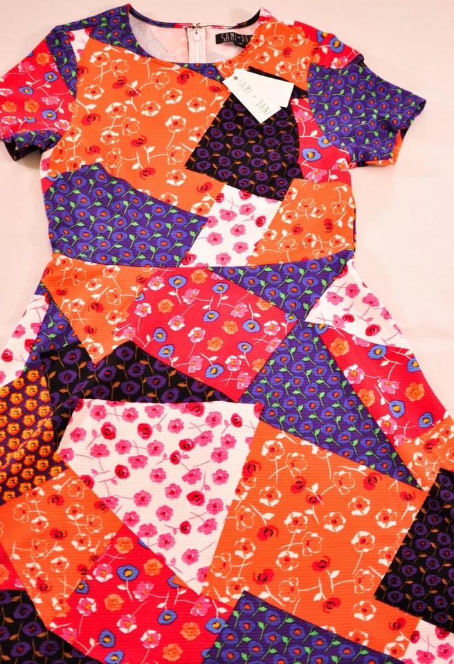 mujer lavado y desgaste SAMI & DANI vestido talla 10 espalda cremallera colorido manga corta Foto 3 de 4