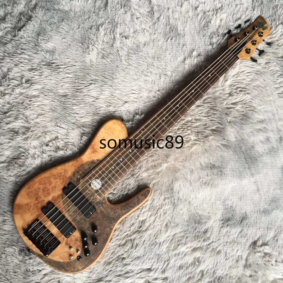 Высококачественная 6-струнная электрическая бас-гитара Nature Burl Top черное оборудование - Изображение 3 из 4
