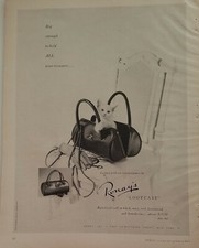 1953 borsa donna burro morbido vitello Ronay borsetta gattino bianco vintage pubblicità moda