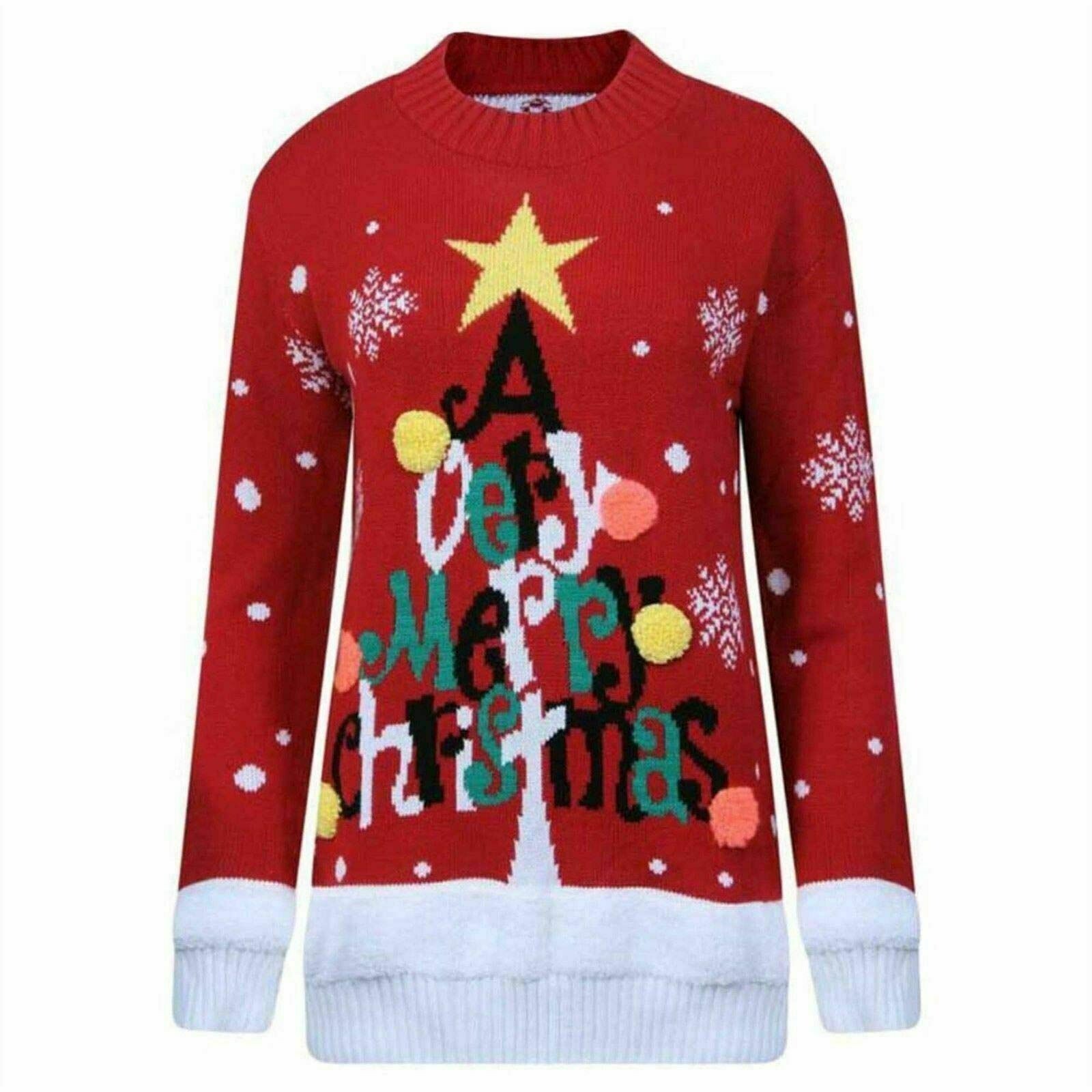 Marry christmas Girls Ladies Womens jumpers Novelty Sweater Plus size