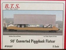 BTS Kit #09207 50' Converted Piggyback Flatcar Craftsman Kit S-Scale *SEALED*