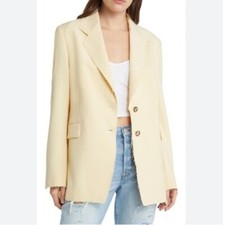 Nwt Frame Oversized Raw Edge Blazer In Butter