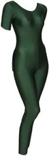 Kids Girls Shiny Nylon Short Sleeve Footless Catsuit Bodysuit Dance Gymnastics
