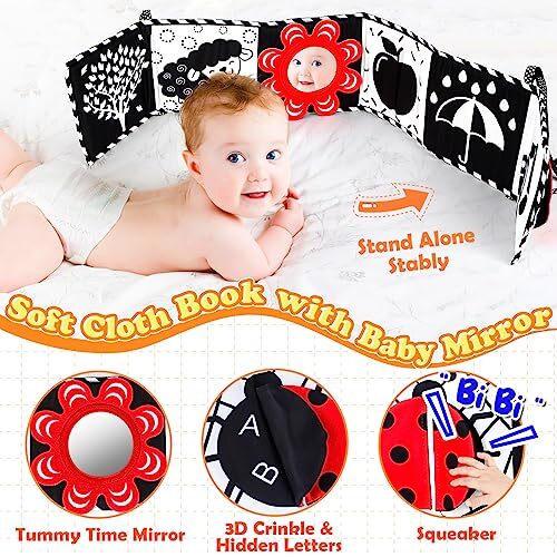 Black And White Toys Baby Tummy Time Pillow Toys Black White High