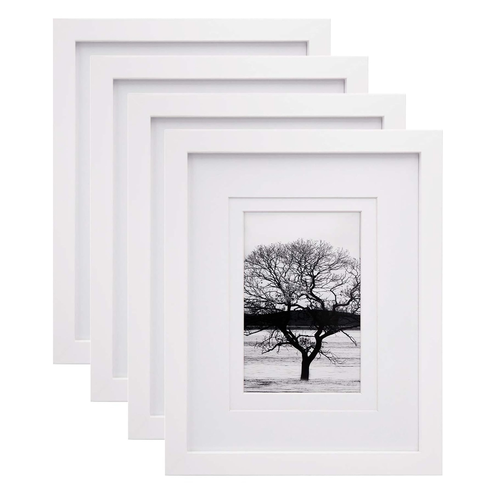 8x10 Picture Frames Set of 4, Made of Solid Wood Covered by Plexiglass 4x6 an...-image