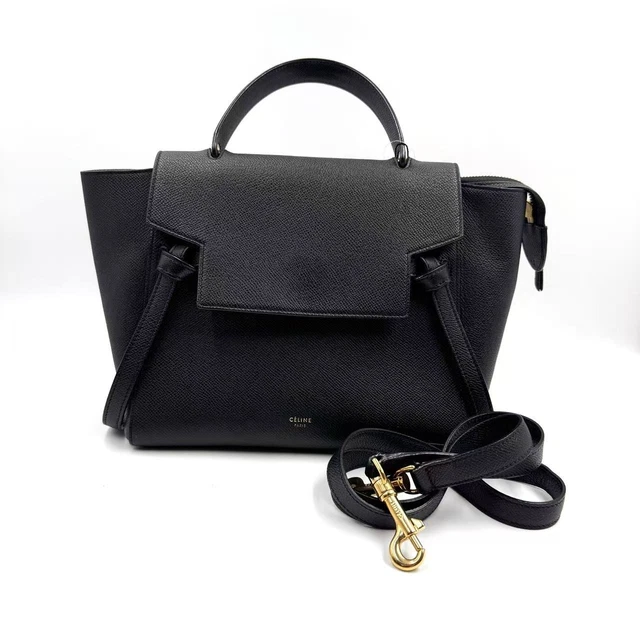 10.23 21 CELINE Belt Bag Micro 2way Top Handle Balck Leather Shoulder Bag