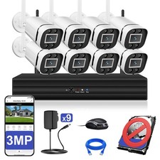 3MP 8X Bullet CameraS Wireless CCTV Security Camera System WiFi 8CH NVR Audio