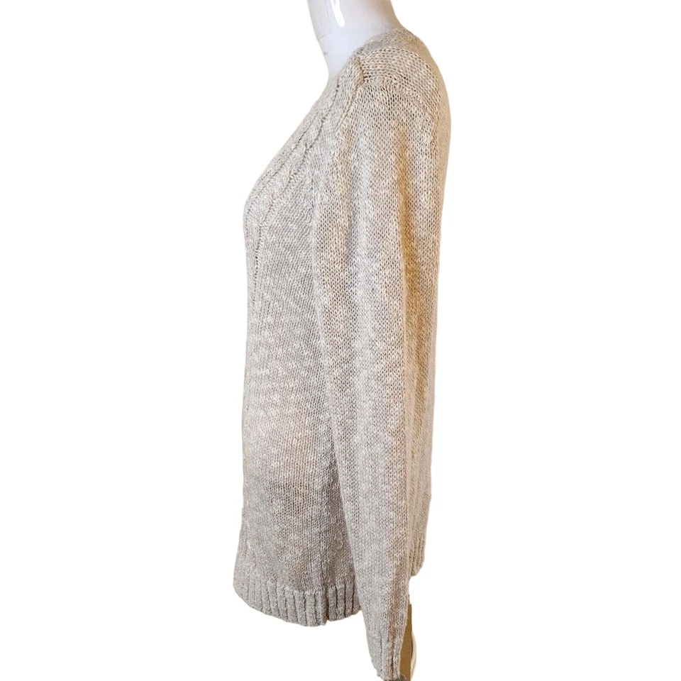 Tommy Bahama Large Sweater Women cable knit linen scoop neck sheer stretch - Image 3 of 4