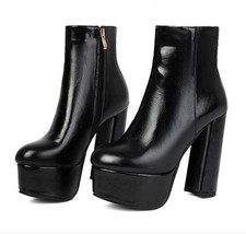 Chic Womens Round Toe High Heels Ankle Boots Formal Casual Party Nightclub Shoes
