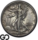 1943-D Walking Liberty Half Dollar 90% Silver AU Nice Toning