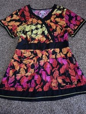 Koi Kathy Peterson Womens Medical Scrub Top Rylee Fall Leaves Medium 147pr