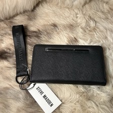 NWT Steve Madden BZip-Web Zip Around Wallet / Wristlet - Beautiful Black
