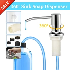 360° Sink Soap Dispenser Stainless Steel Kitchen Hands Liquid Pump Bottle Tube-