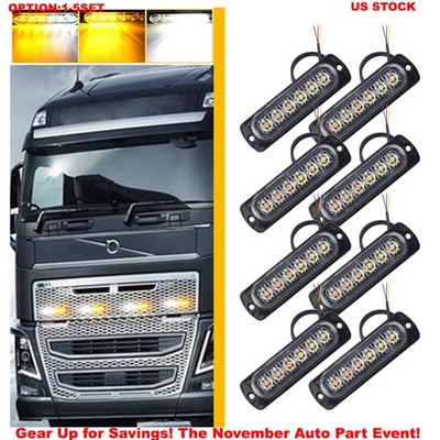 Car 8-80X 6LED Strobe Light Bar Truck Flashing Warning Hazard Beacon Amber White