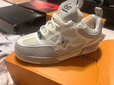 Men's White/Gray Low Top Lace-Up Athletic Sneakers Solid Logo Theme