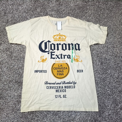 New Corona Extra Beer White Palm Tree Beach Classic Logo Men's M Vintage T-Shirt