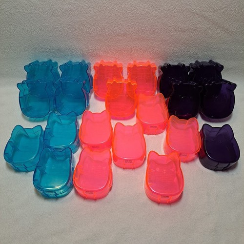 Squish-A-Longs Empty Capsule Container Case Cow Cat Pink Blue Purple Neon Clear