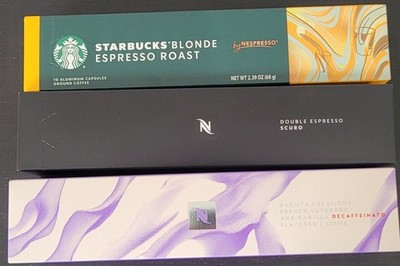 Nespresso Barista Creations French Lavender Double Espresso, Starbucks Blonde