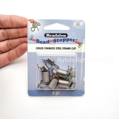 Bead Stopper Combo Pack 8pcs   4 Small 4 Large Spring Clamp Beading Tools