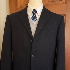 Jones New York Lambswool Cashmere Blazer Mens 42R Dark Gray Sport Coat Jacket