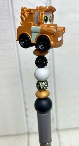 Disney Doorables Cars Mater Beaded Pen Gray Plastic Pen Black Ink Twist Closure - Picture 4 of 5